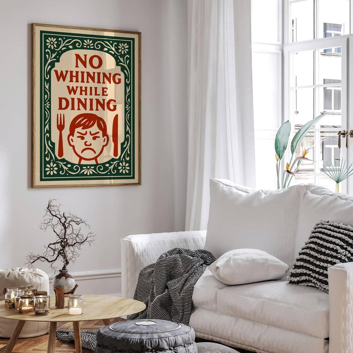 No Whining While Dining Quote Print - Moody Boy Wall Art