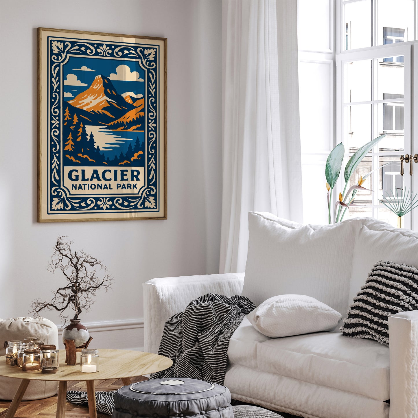Glacier National Park Poster - Blue Landscape Art Print