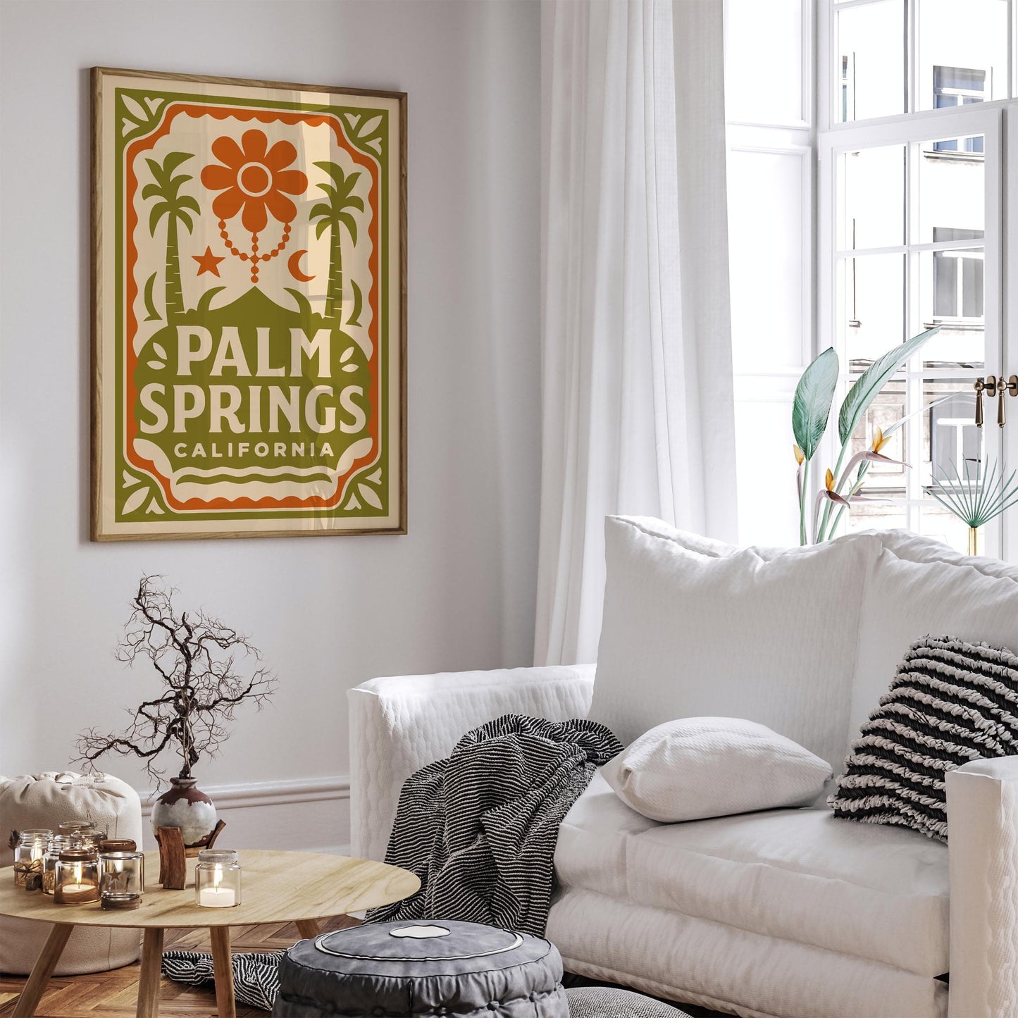 Retro Bohemian Palm Springs California Poster