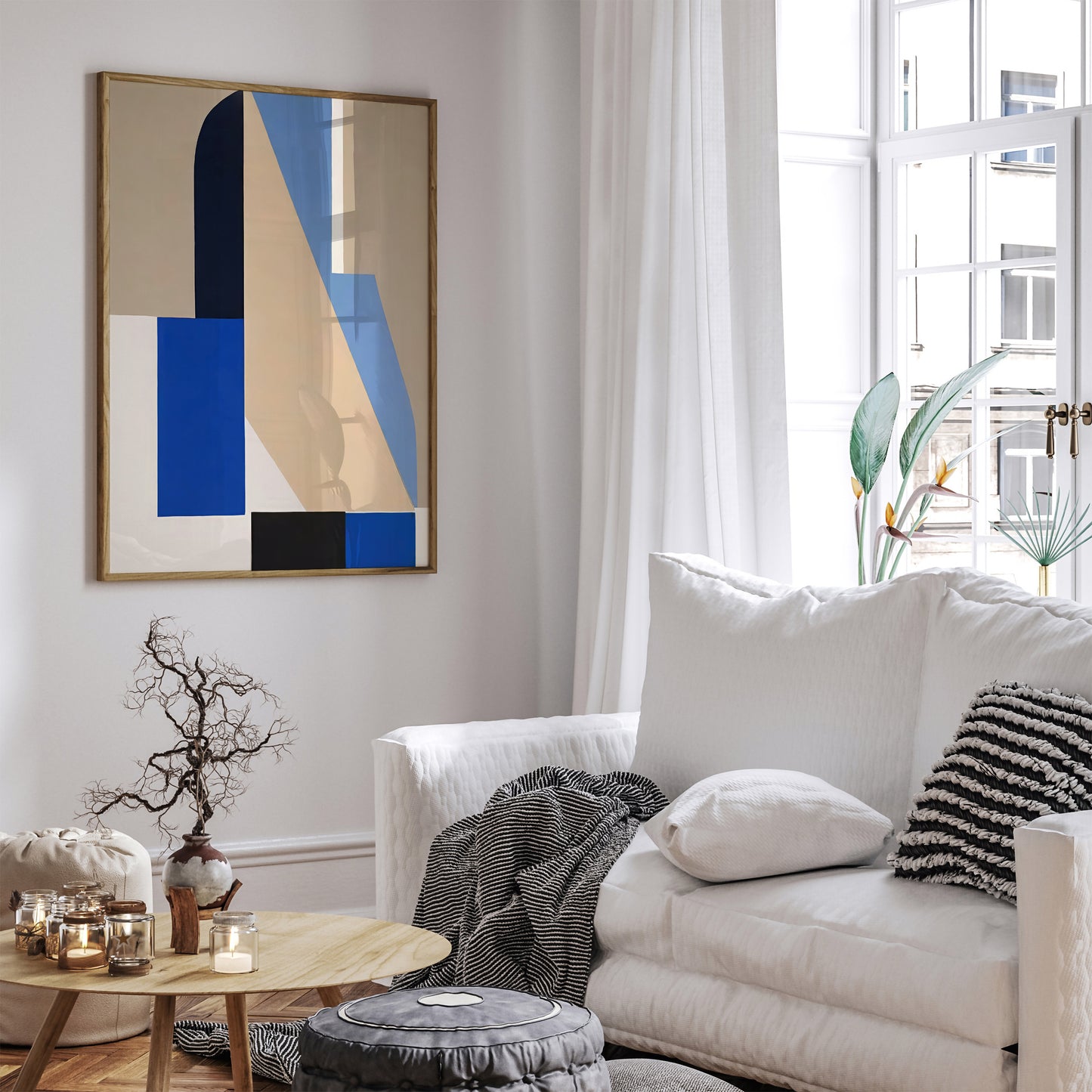 Blue Geometric Abstract Wall Art