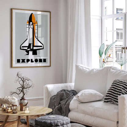 Explore - Minimalist Space Shuttle Poster