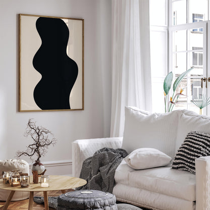 Modern Abstract Black Wavy Shape Poster Print 2026