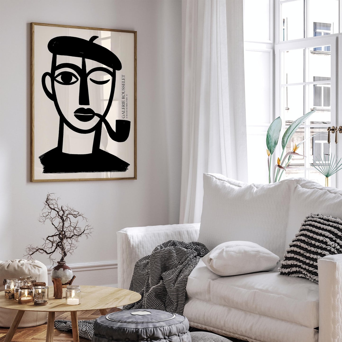 French Boy with Pipe – Black & White Galerie Rousselet Poster