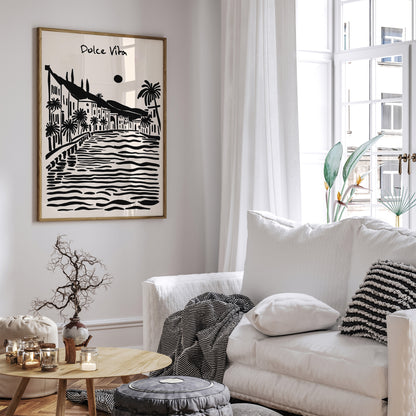 Dolce Vita Black Ink Summer Art Print