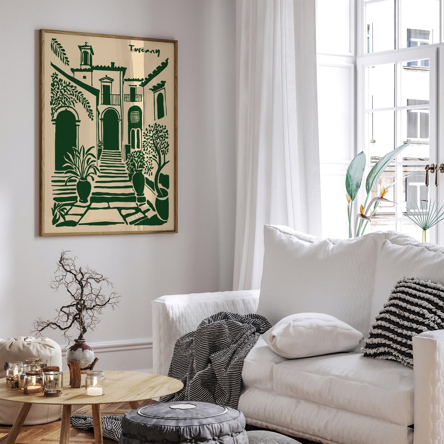 Tuscany Architecture Green Eclectic Art Print
