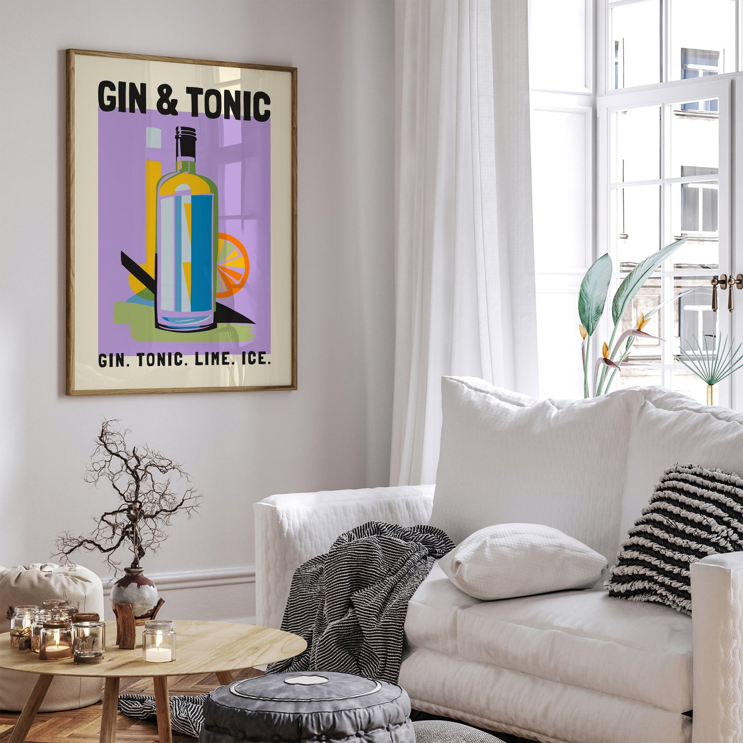 Gin & Tonic Colorful Drink Art Print