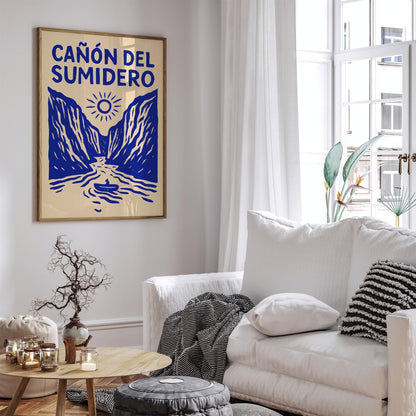 Cañón del Sumidero Poster - Blue Mexico Canyon Wall Art