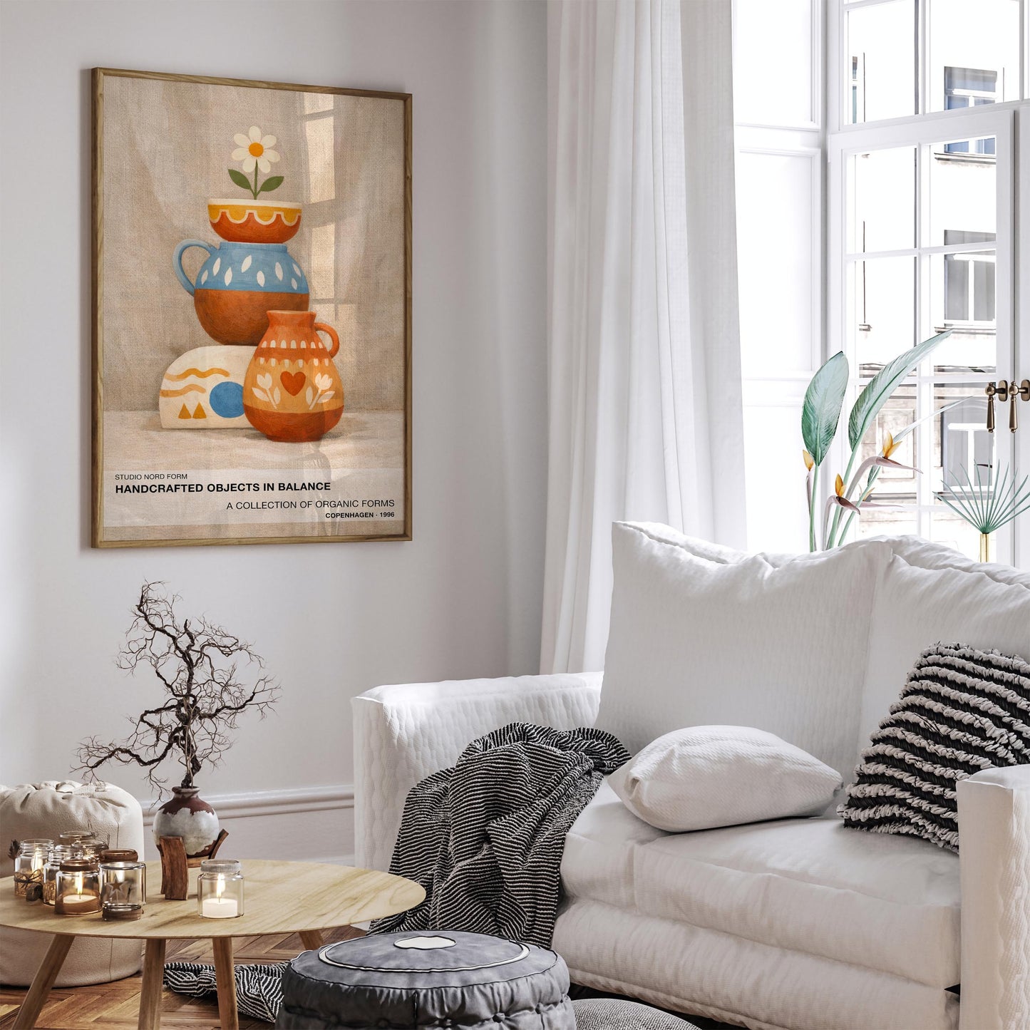 Scandinavian Folk Art Poster - Nordic Ceramic Still Life Print