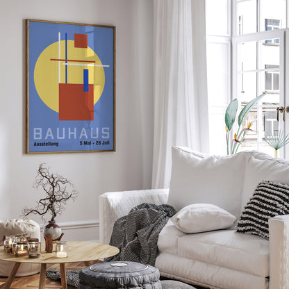 Bauhaus Blue Geometric Wall Art Print