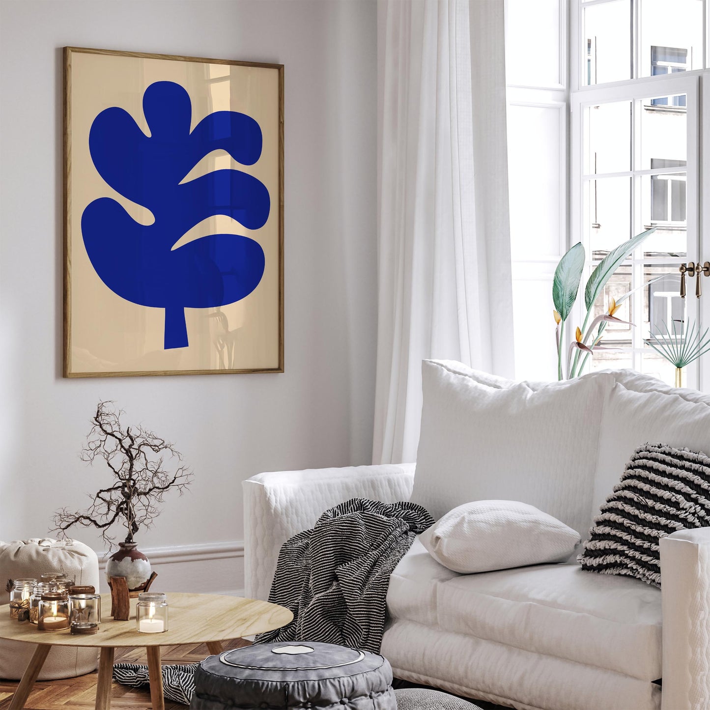 Blue Leaf Wall Art Print