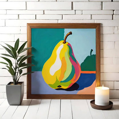 Colorful Pear Fruit Square Art Print