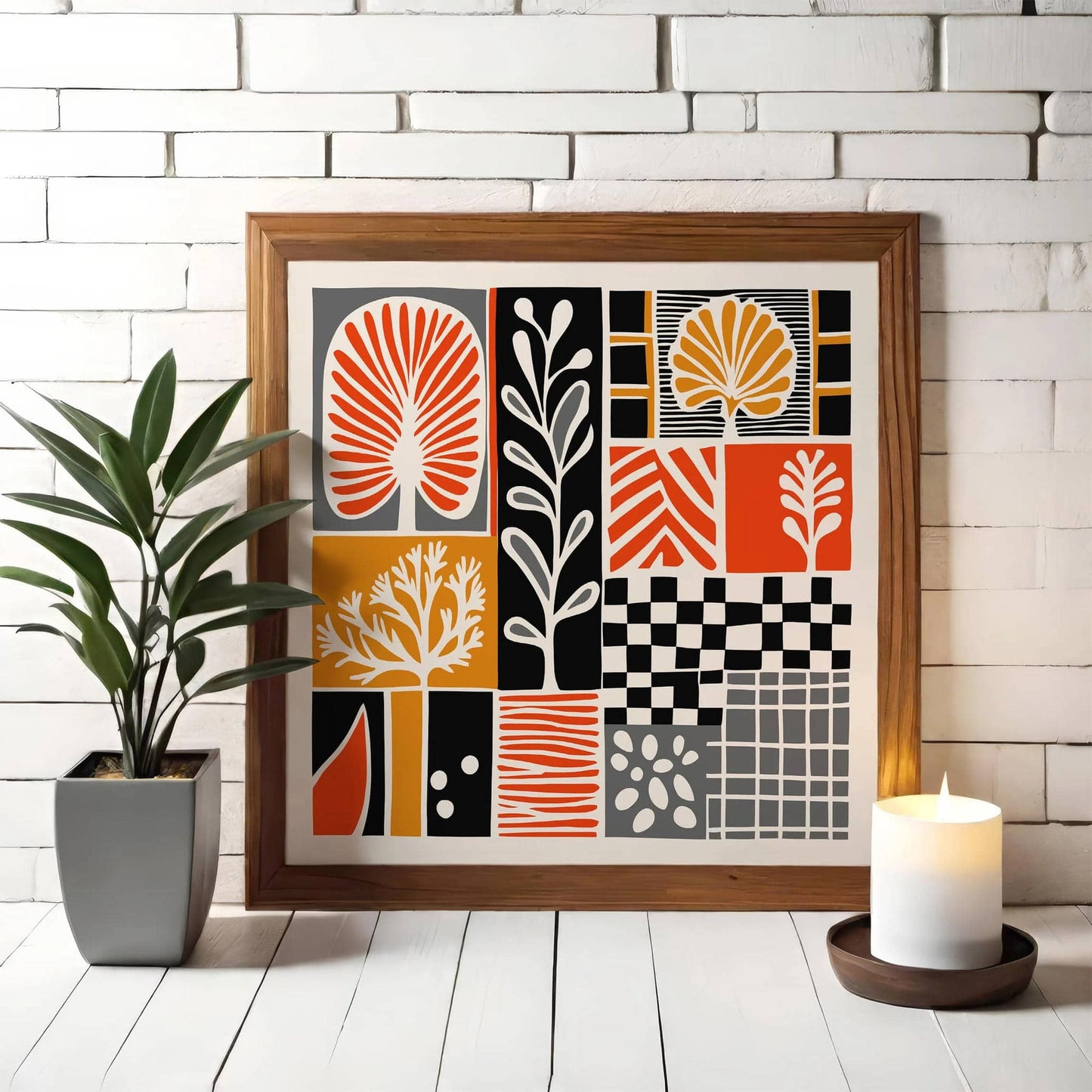 Abstract Retro Art Print – Square Wall Decor