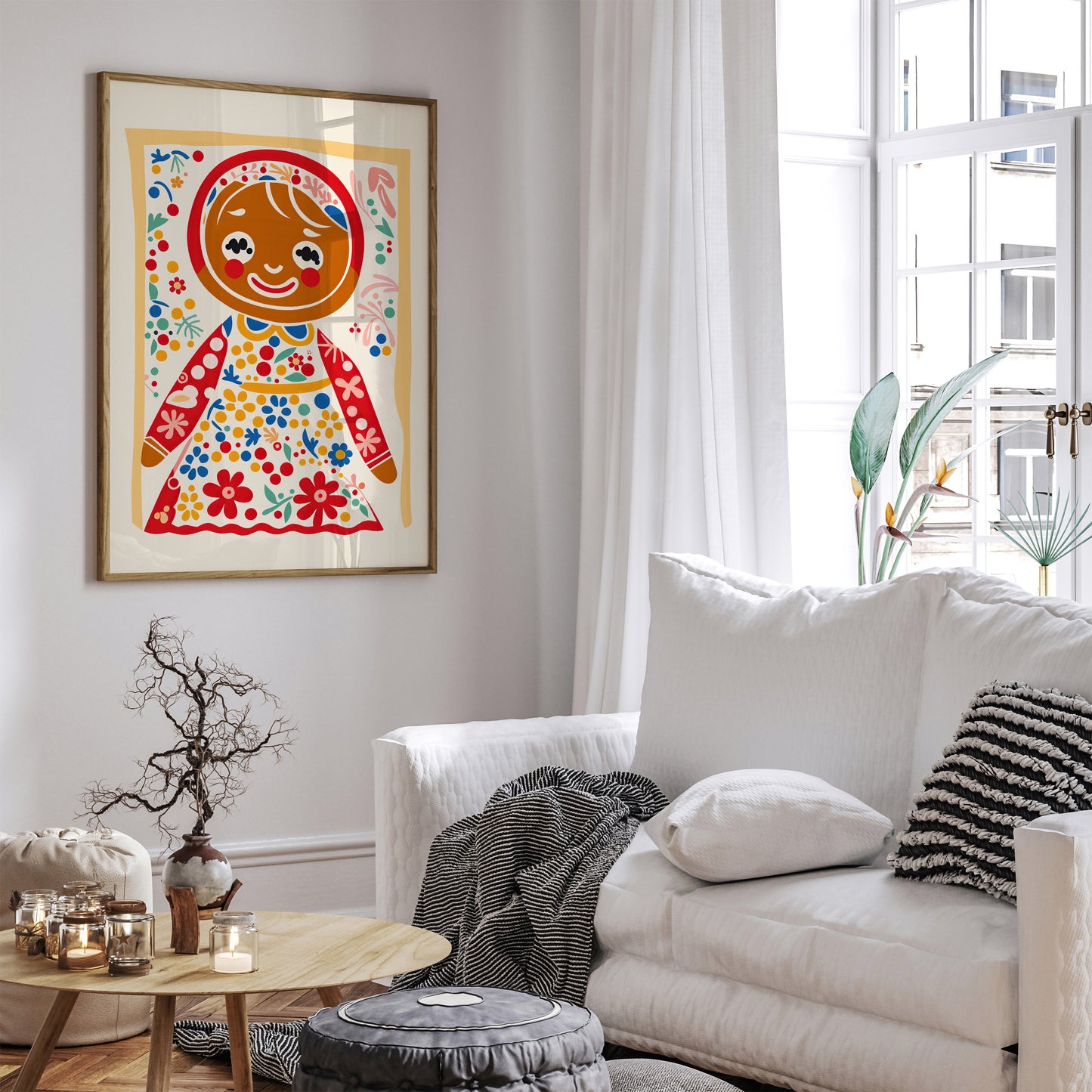 Gingerbread Girl Cute Wall Art Print