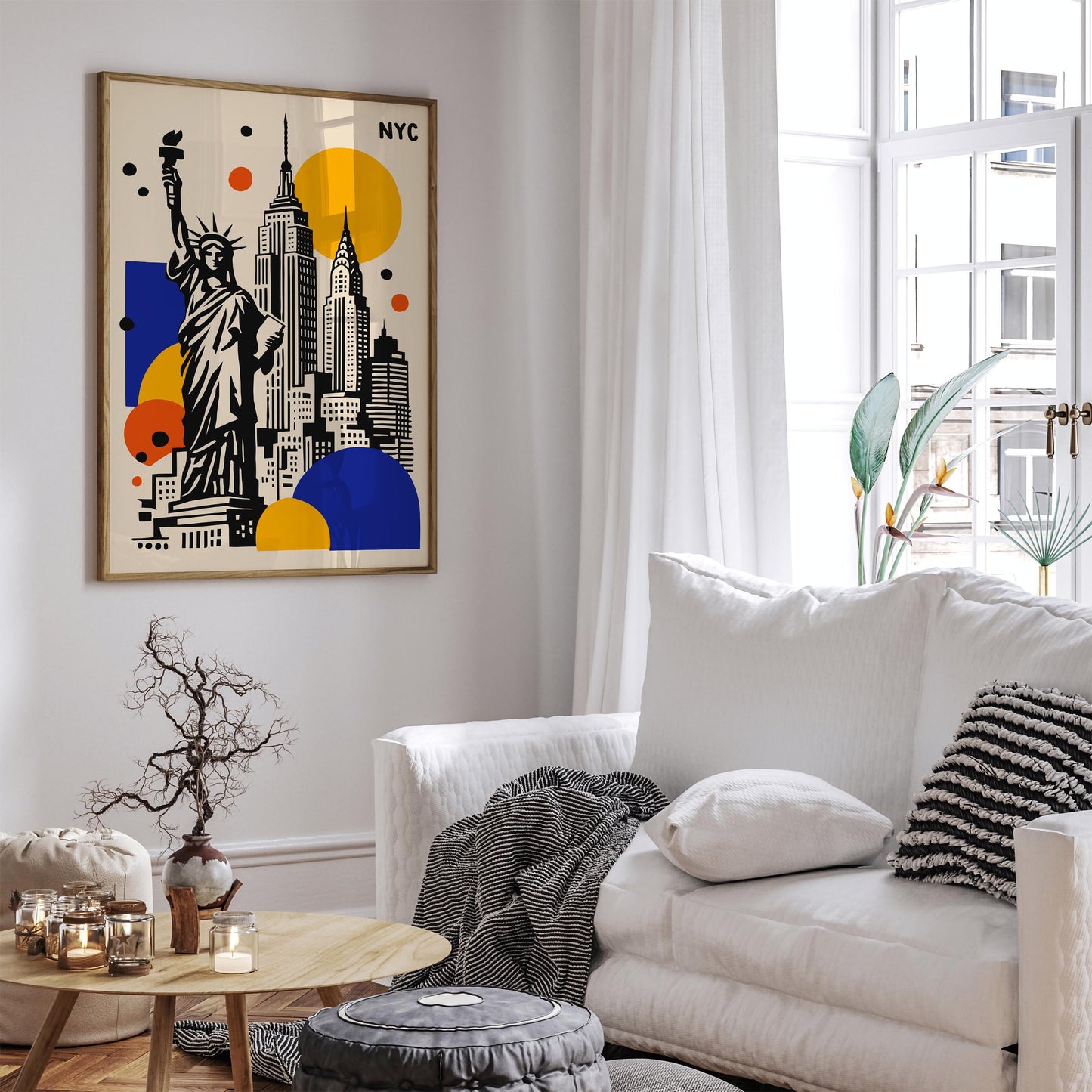 NYC Travel Poster – Modern Cityscape Wall Art Print