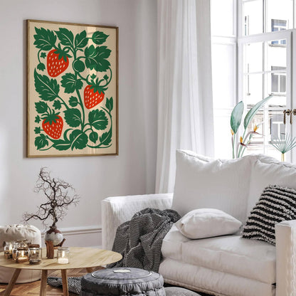 Strawberries Art Print – Farmhouse Kitchen Wall Decor