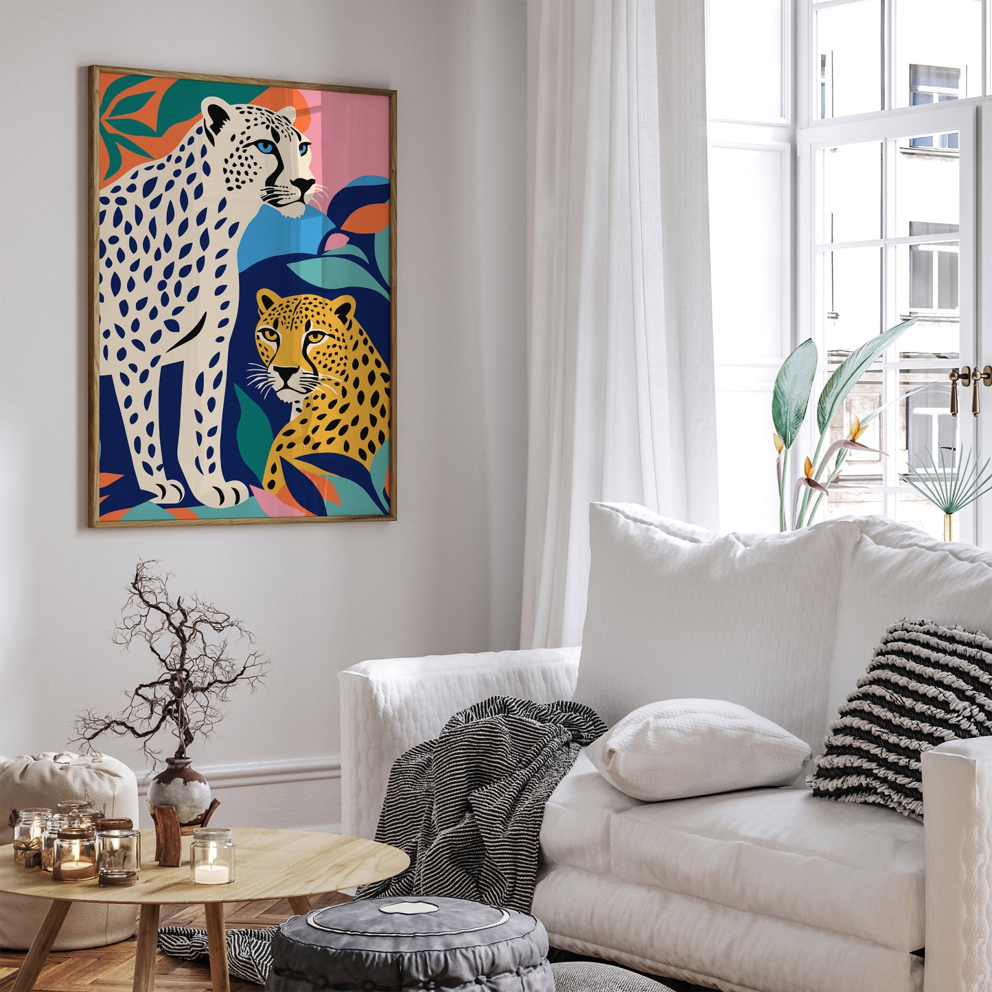 Playful Cheetahs Art Print - Bright & Cheerful Decor