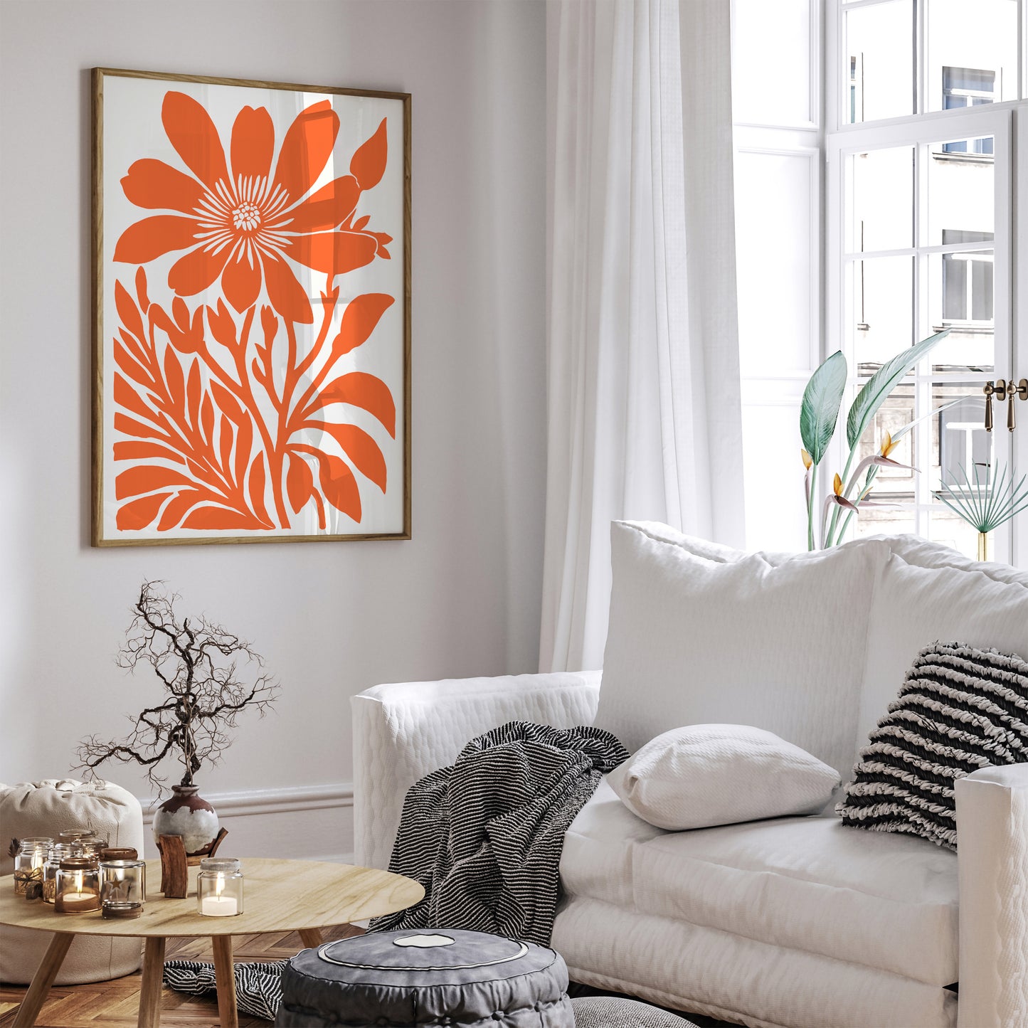 Orange Big Flower Wall Art