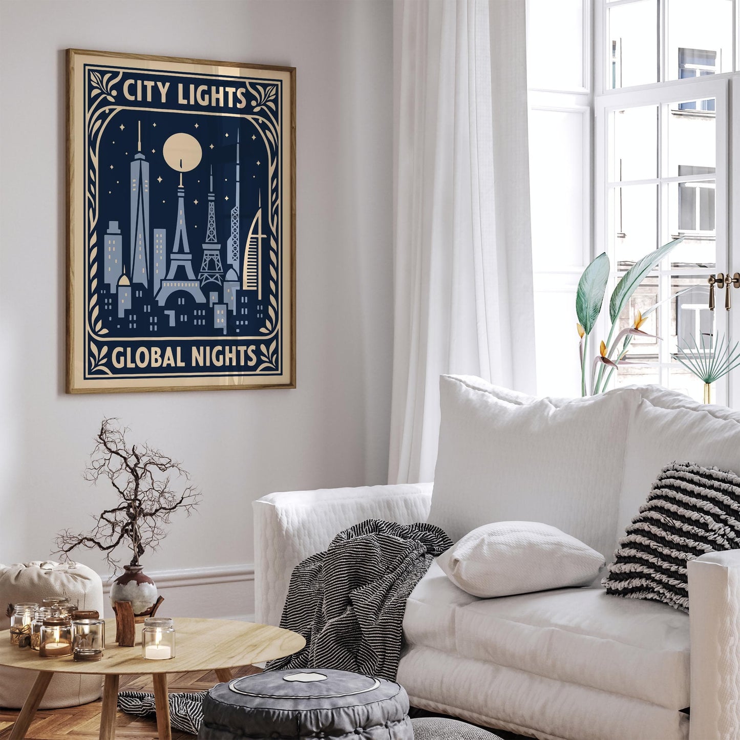 City Lights Global Nights Poster - Travel Wall Art