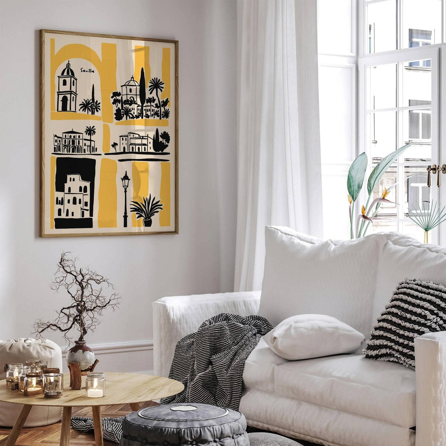 Seville Spain Cityscape Yellow Poster