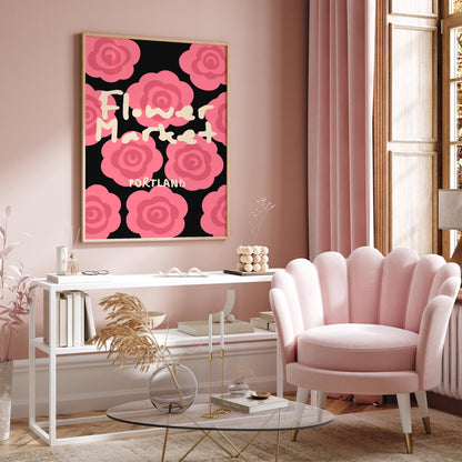 Portland Flower Matket, Pink Roses Art Print