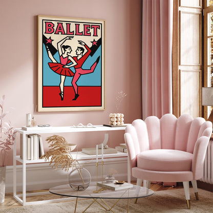 Retro Ballet Poster Print