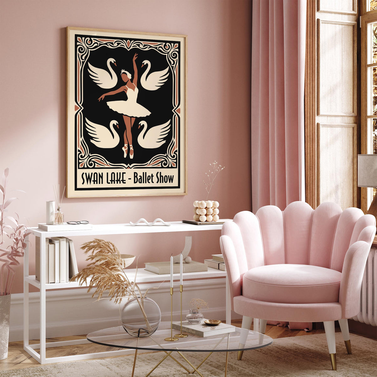 Swan Lake Ballet Art Nouveau Poster