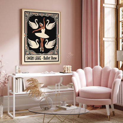 Swan Lake Ballet Art Nouveau Poster