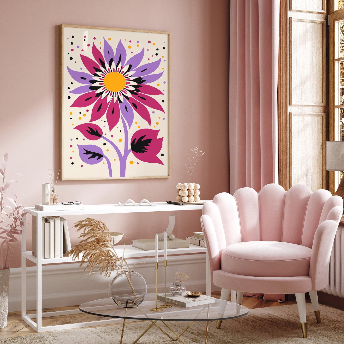 Trendy Pink Purple Flower Art Print