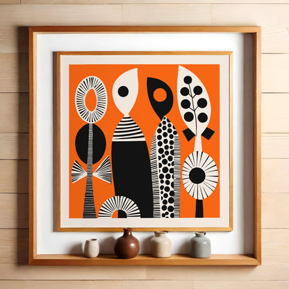 Cubism Abstract Shapes Orange Art Print