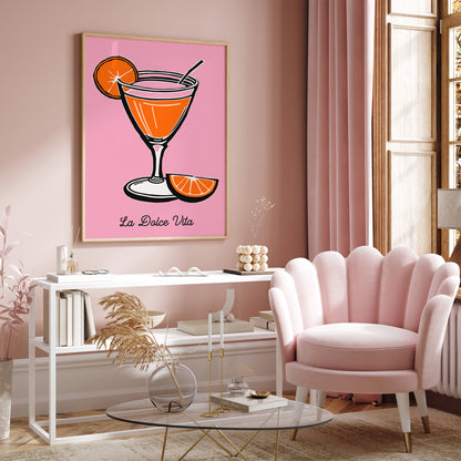 Pink Summer Poster La Dolce Vita Quote