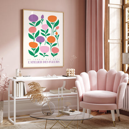 Elegant French Floral Art Print in Pastel Colors