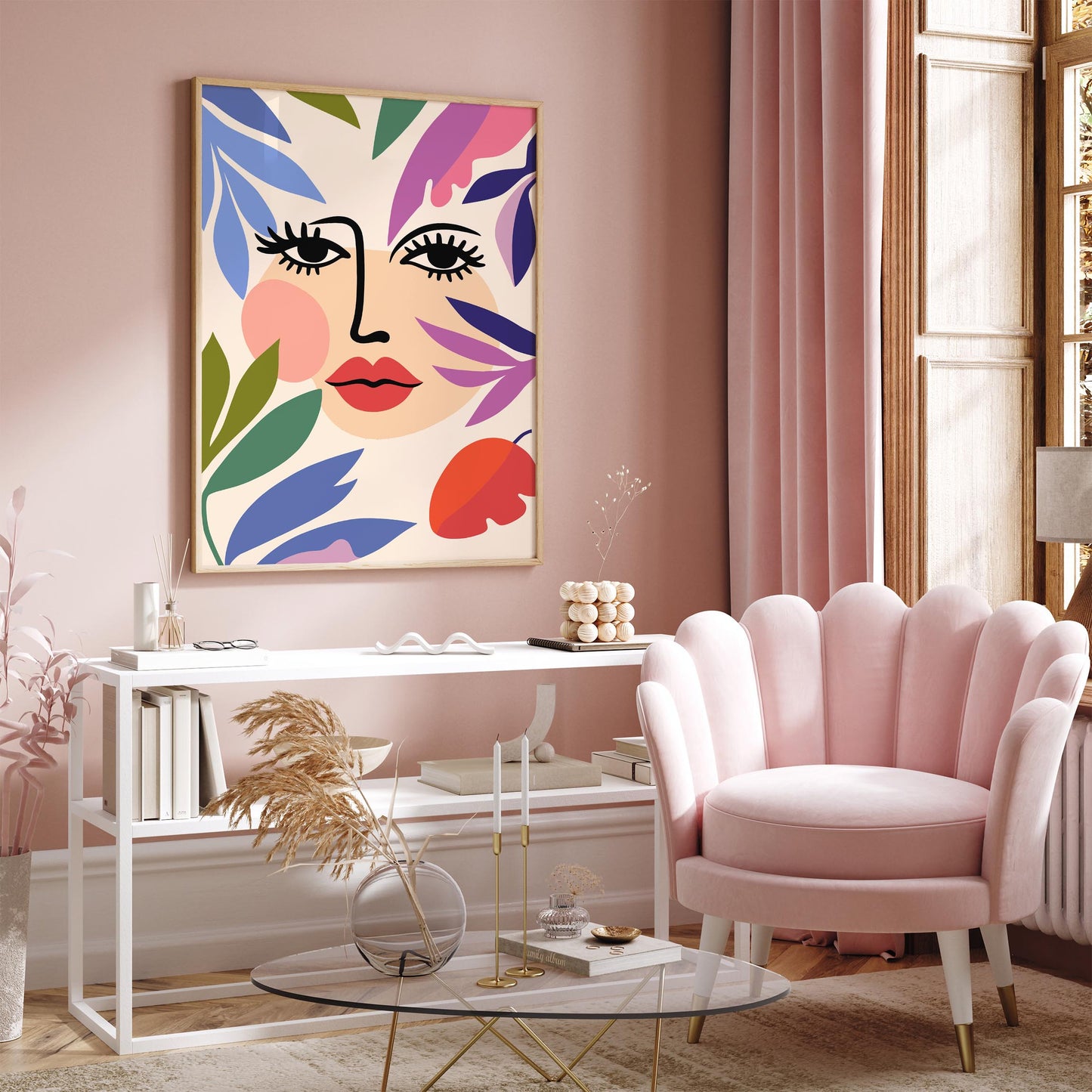 Abstract Floral Face Print