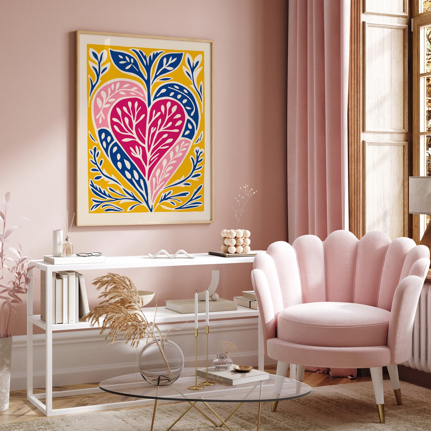 Pink Heart Nature Love Art Print