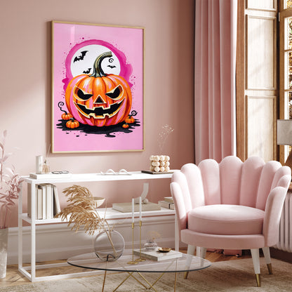 Jack-o'-lantern Halloween Pink Poster