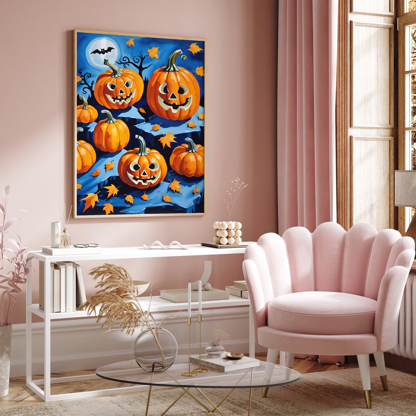 Jack-o'-lantern Halloween Blue Poster 2024