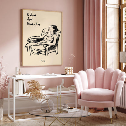 Dolce Far Niente Italy Poster - Sleeping Woman Wall Art Print