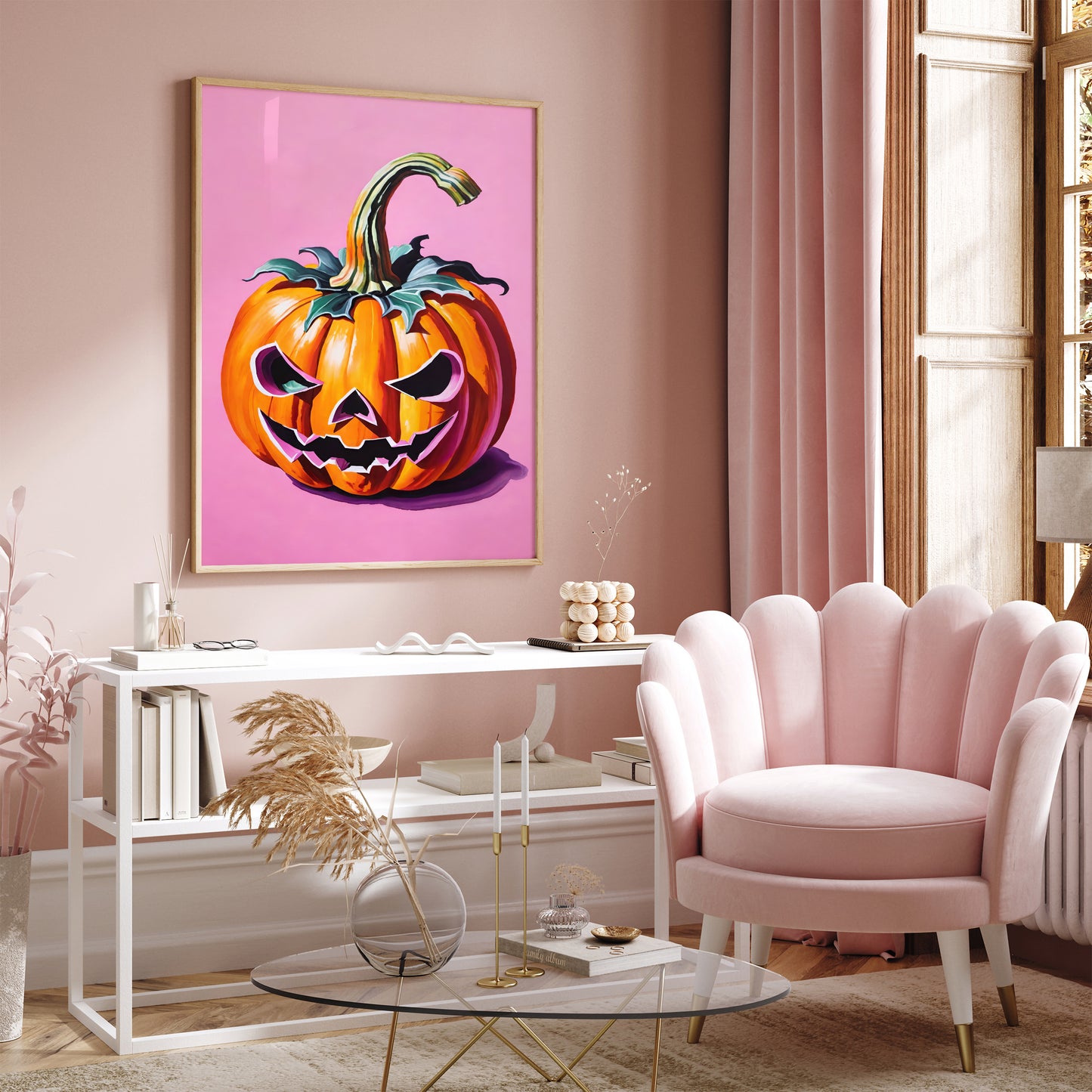 Jack-o'-lantern Pink Art Print 2024