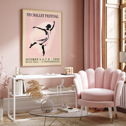 NYC Ballet Festival Retro Pink Poster