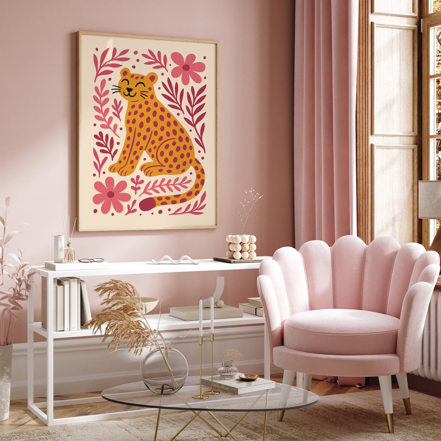 Cute Little Cheetah in Flowers Poster