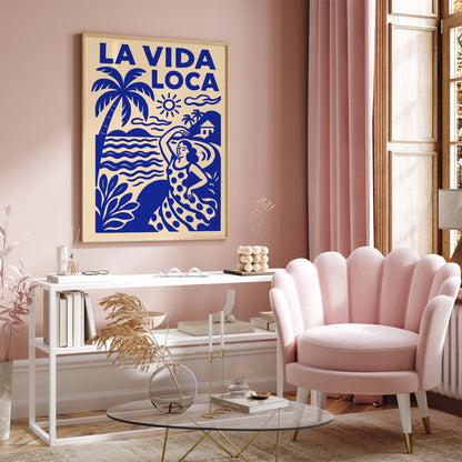 La Vida Loca Poster – Blue Tropical Wall Art