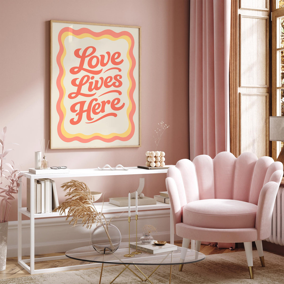 Love Lives Here Poster - Retro Quote Wall Art