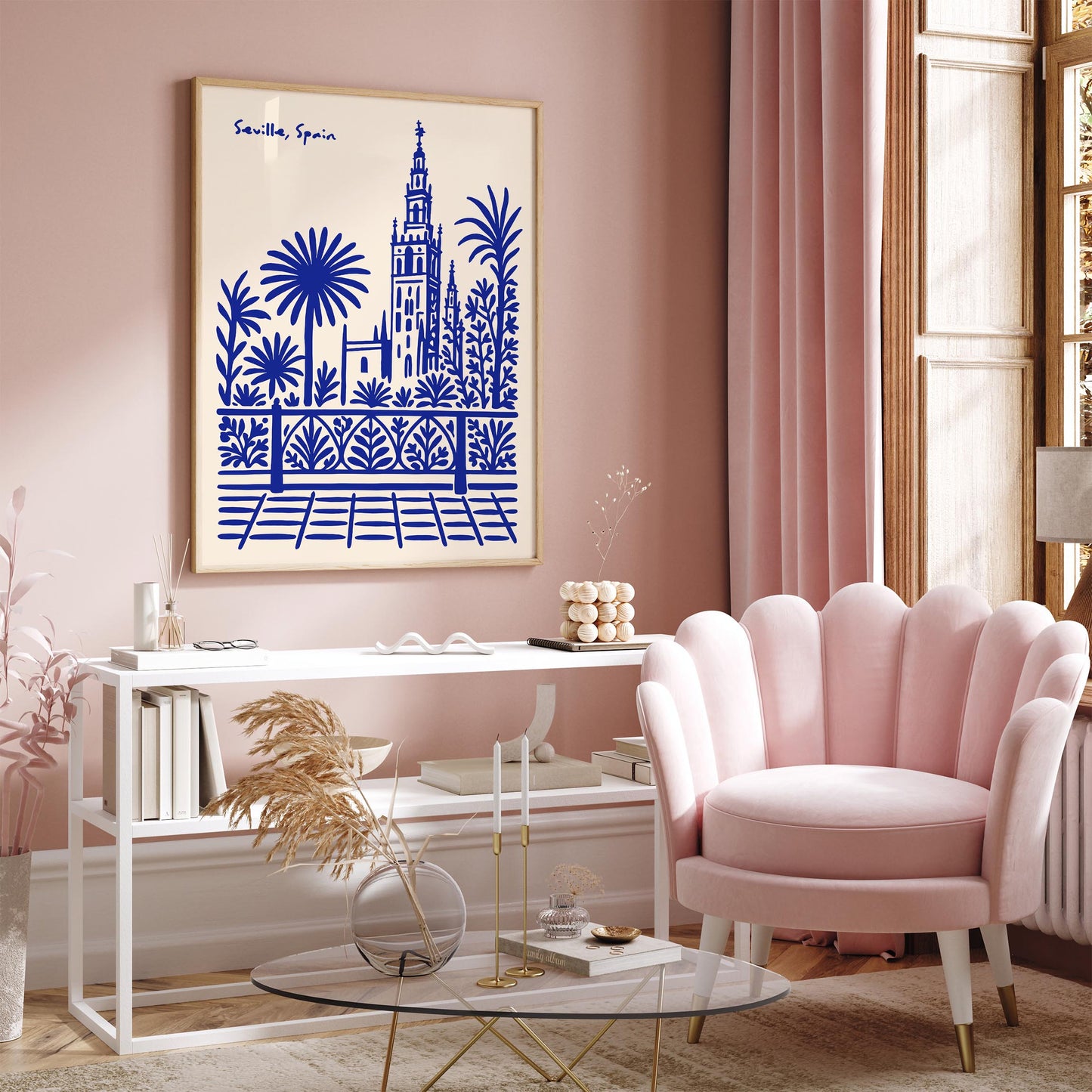Seville, Spain Blue Travel Poster
