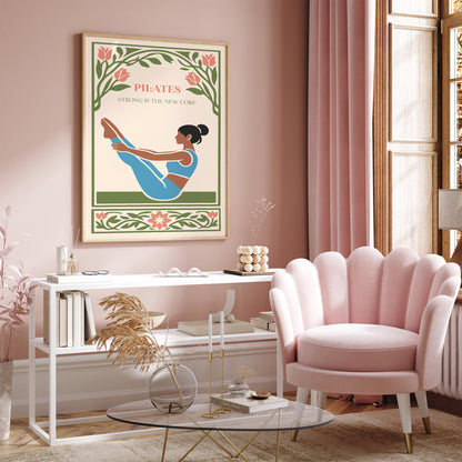 Pilates Poster – “Strong Is the New Core” Fitness Wall Art