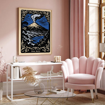 Etna Sicily Poster - Rococo Style Art Print 2025