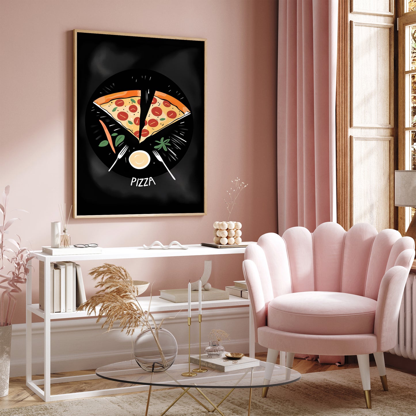 Pizza Kitchen Black Wall Art