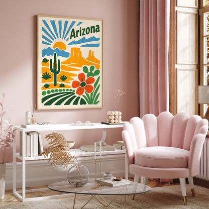 Arizona Travel Poster - Colorful Landscape Art Print
