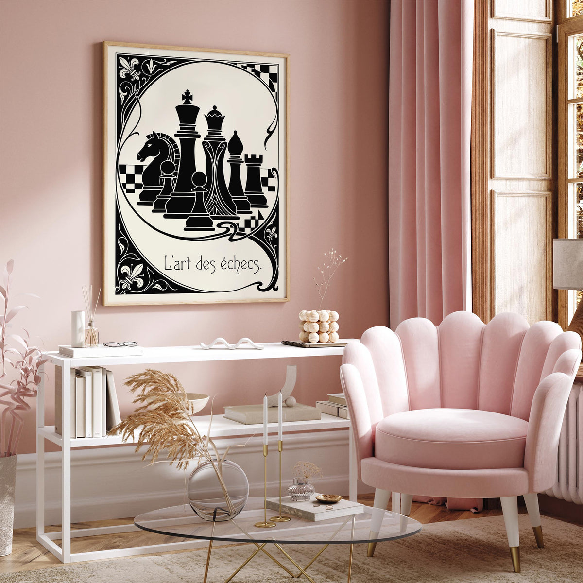 Black and White Vintage Chess Poster