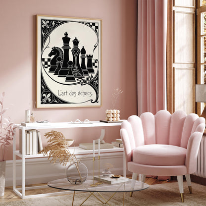 Black and White Vintage Chess Poster