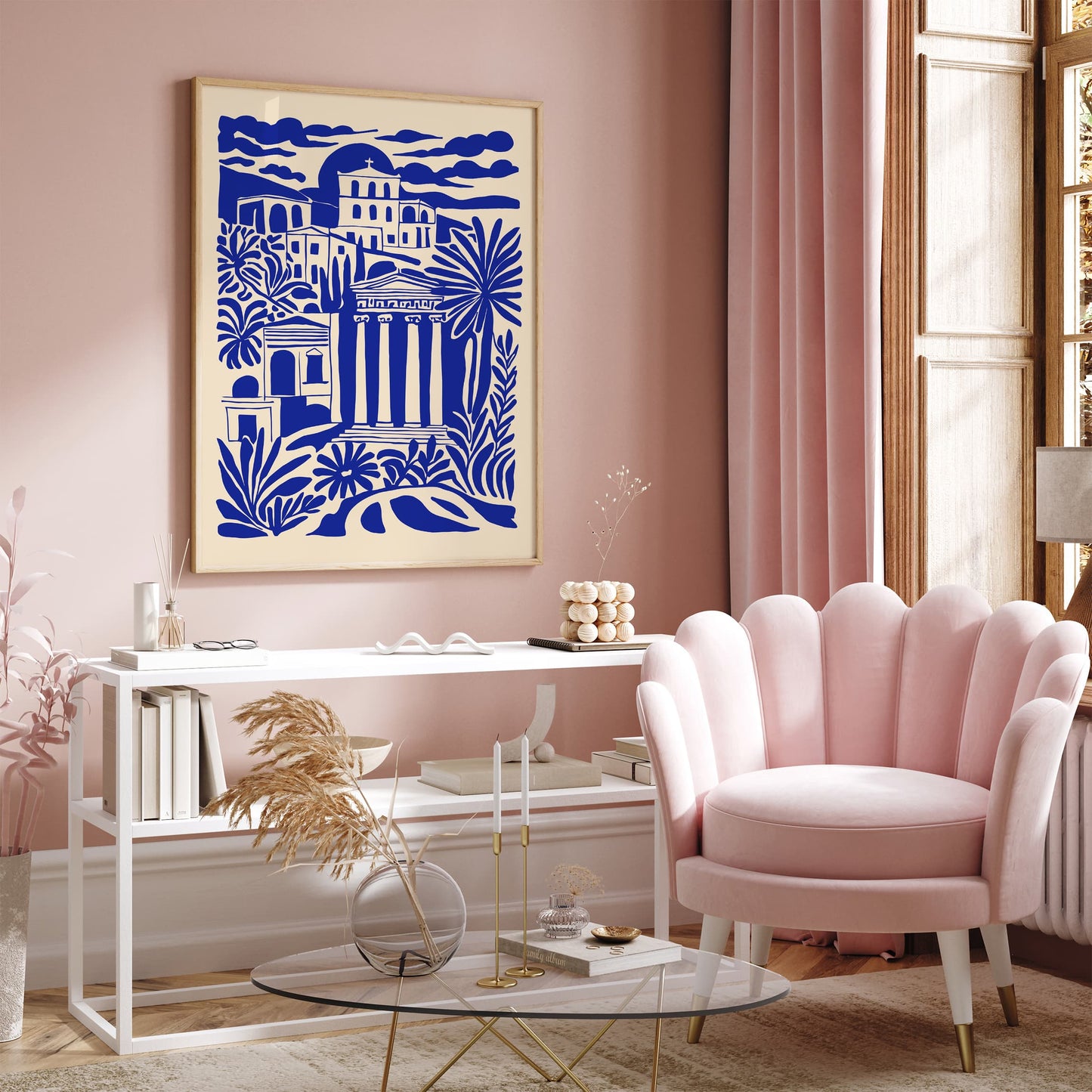 Athens Greece Travel Blue Indigo Poster