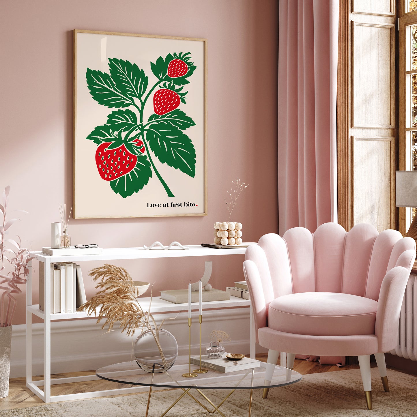 Love at first bite - Strawberry Art Print